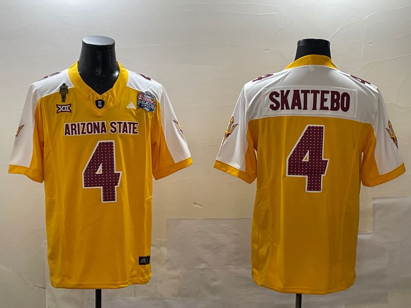 Men Arizona State Sun Devils #4 Skattebo Yellow Thanksgiving three generations 2024 Nike Limited NCAA Jersey style 1->oakland raiders->NFL Jersey